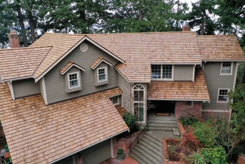 Seattle Roof Replacement with 3 - 4 CCA Treated Heavy Handsplit Cedar Shakes